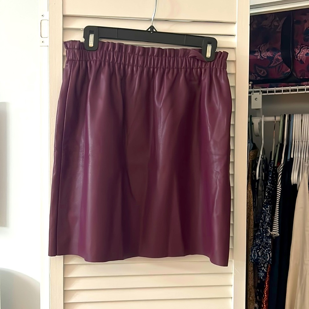 Loft eggplant faux leather mini skirt
